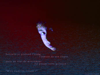 Photo de mon fils jouant à la Play, Vancouver, Canada. Montage sur fond de Pacifique Nord. Poème mystique.